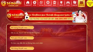 Giải thưởng khi thắng baccarat liên tiếp tại Sodo66 hơn 300 triệu