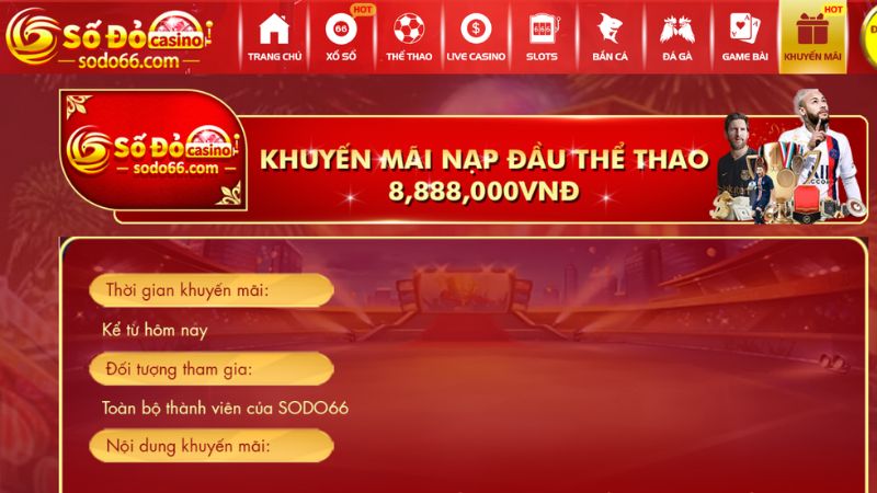 Tìm hiểu thông tin về chương trình khuyến mãi nạp đầu thể thao Sodo66