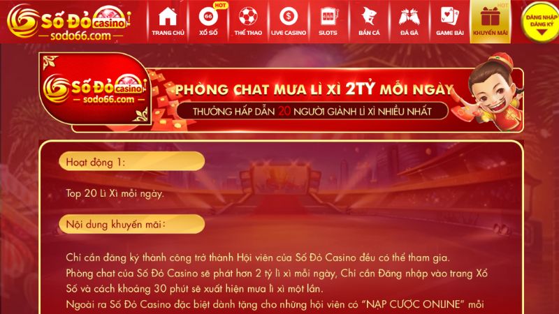 Tìm hiểu Phòng chat mưa lì xì 2 tỷ mỗi ngày tại Sodo66